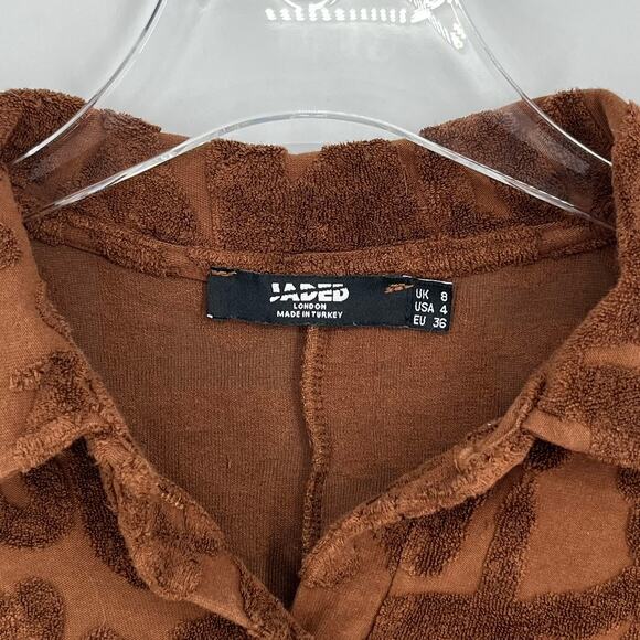 Jaded London Toweling Romper Brown Playsuit Size 4 - Picture 4 of 6